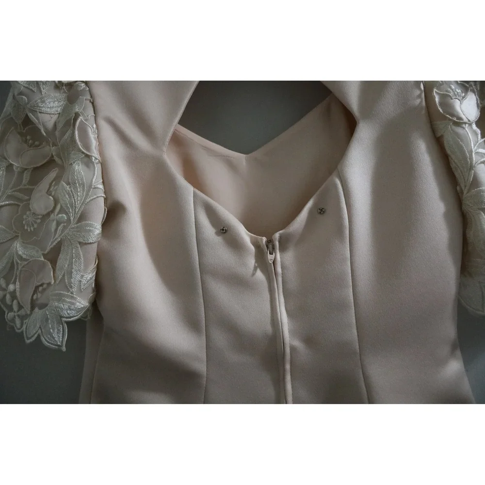 Bracoloni by Lucero Corredor Blush Pink Lace Puff Sleeve Cutout Back Dress 8